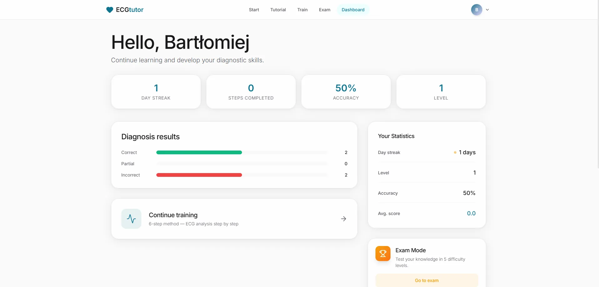 EKG Tutor Interface - 12-Lead Dashboard